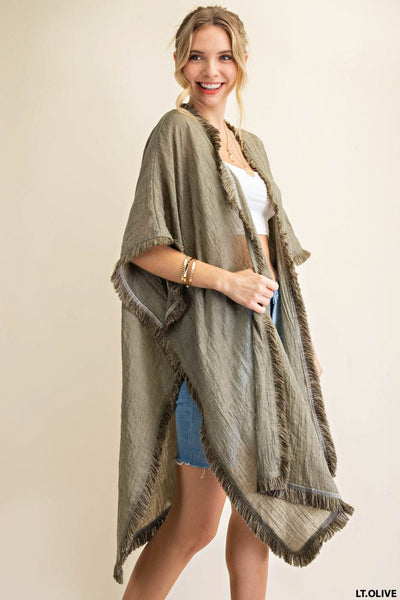 5742 Emalee Soft Fringe Trim Kimono