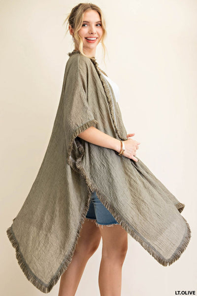 5742 Emalee Soft Fringe Trim Kimono