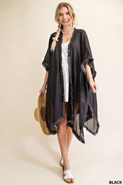 5742 Emalee Soft Fringe Trim Kimono