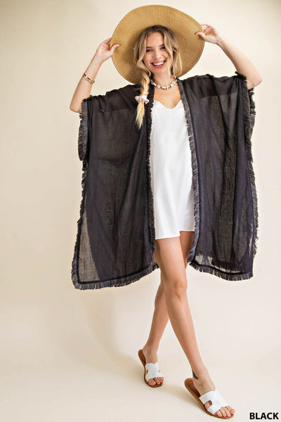 5742 Emalee Soft Fringe Trim Kimono