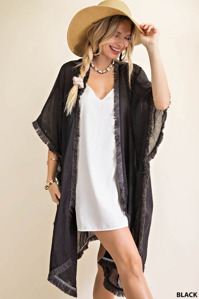 5742 Emalee Soft Fringe Trim Kimono