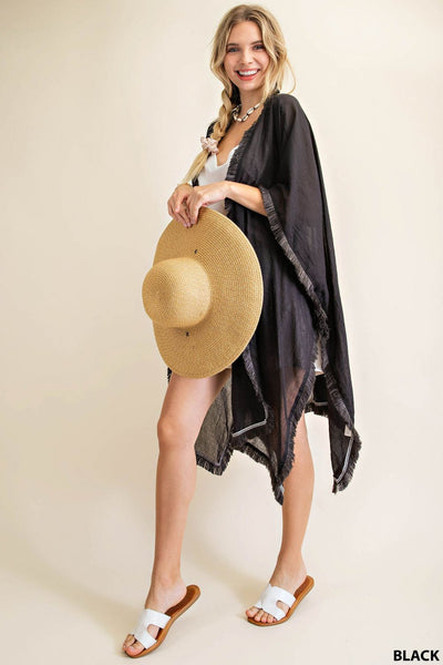 5742 Emalee Soft Fringe Trim Kimono