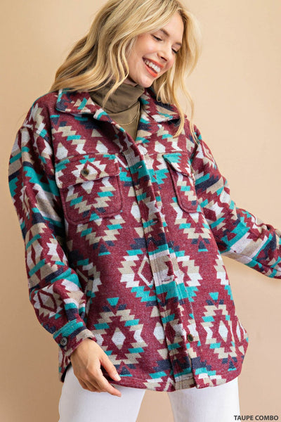 6057 Annie Camisa azteca de franela con botones