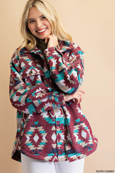 6057 Annie Camisa azteca de franela con botones