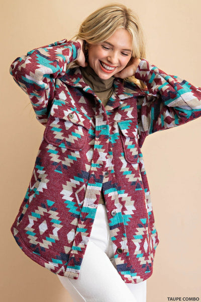 6057 Annie Camisa azteca de franela con botones