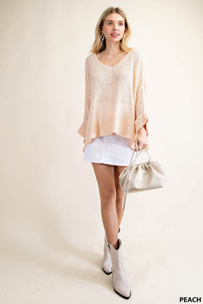 6405 Rebecca V-Neck Light Sweater Top -Reg & Plus!