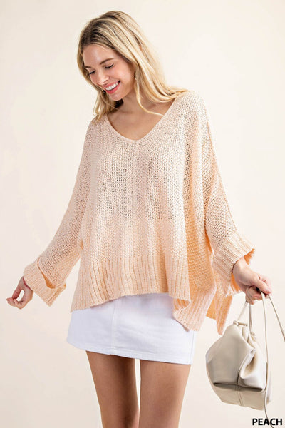 6405 Rebecca V-Neck Light Sweater Top -Reg & Plus!