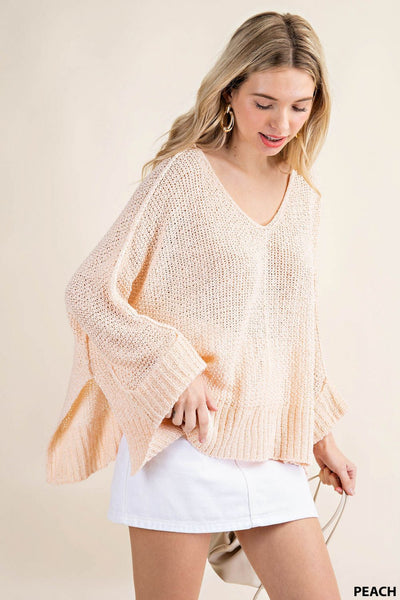 6405 Rebecca V-Neck Light Sweater Top -Reg & Plus!
