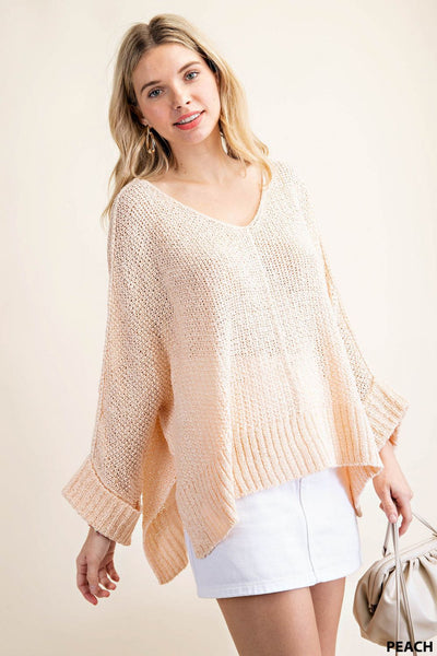 6405 Rebecca V-Neck Light Sweater Top -Reg & Plus!