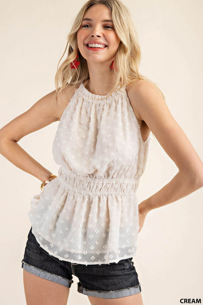 Josie Dotted Swiss Chiffon Halter Neck Top