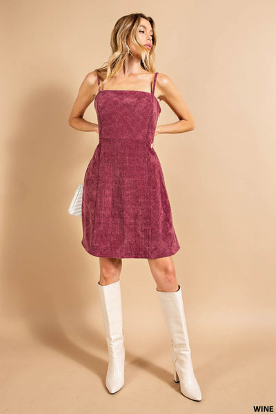 7725 Janetta Corduroy Cami Mini Dress w/ Pockets