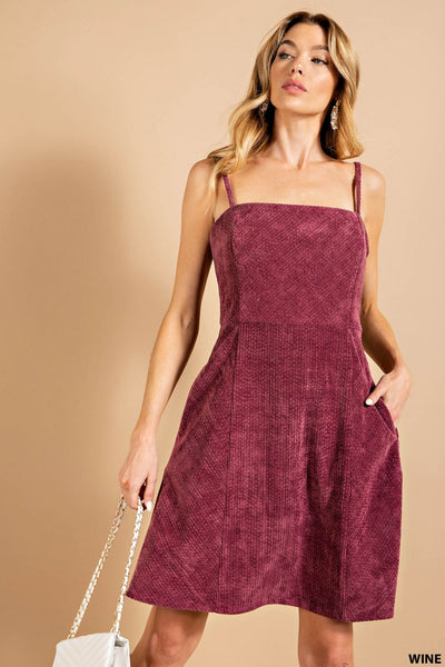 7725 Janetta Corduroy Cami Mini Dress w/ Pockets