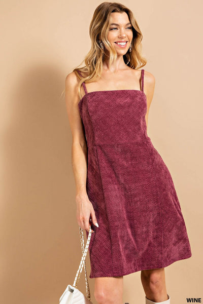 7725 Janetta Corduroy Cami Mini Dress w/ Pockets