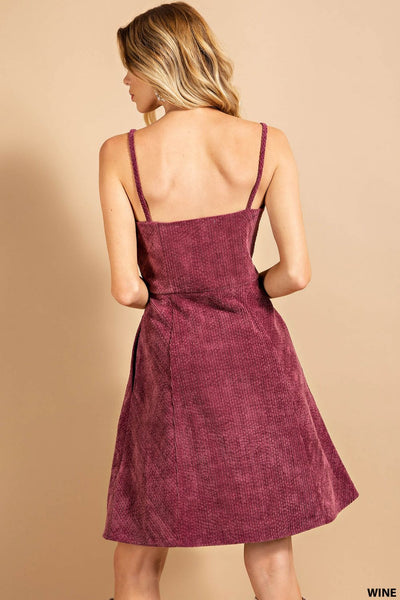 7725 Janetta Corduroy Cami Mini Dress w/ Pockets