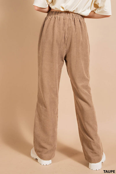 7832 Jessica Soft Corduroy Wide Leg Elastic Waist Pants