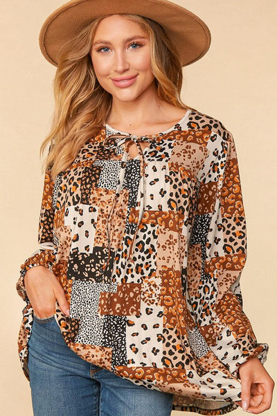 Top con estampado de leopardo y patchwork Jamie