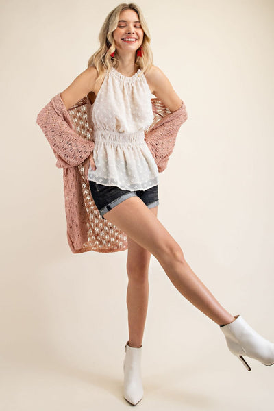 Josie Dotted Swiss Chiffon Halter Neck Top