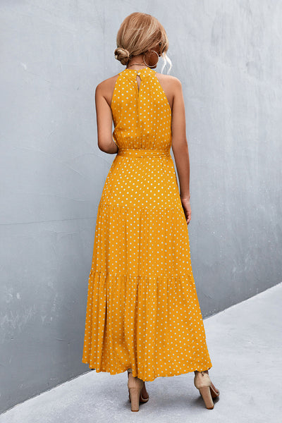 Printed Sleeveless Tie Waist Maxi Dress - ONLINE EXCLUSIVE!