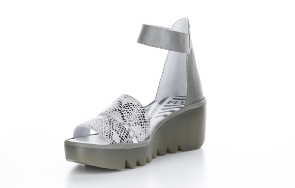 6150789 Bono Off White Piombo Snake Sandals by Fly London