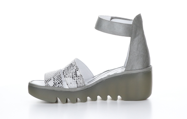 6150789 Bono Off White Piombo Snake Sandals by Fly London