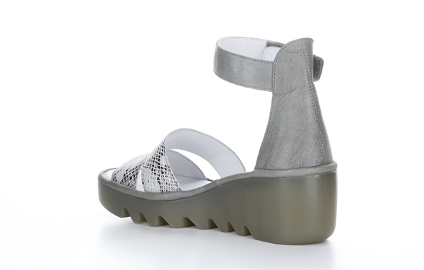 6150789 Bono Off White Piombo Snake Sandals by Fly London