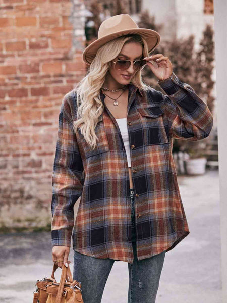 Enya Plaid Dropped Shoulder Longline Shirt