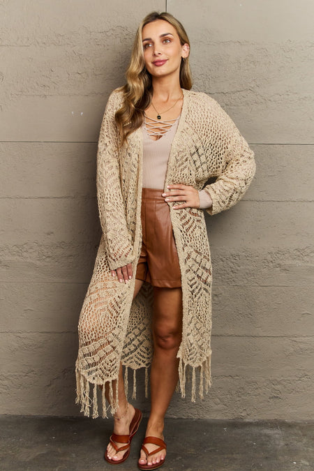 Woven Right Cable-Knit Open Front Cardigan with Front Pockets - ONLINE EXCLUSIVE!