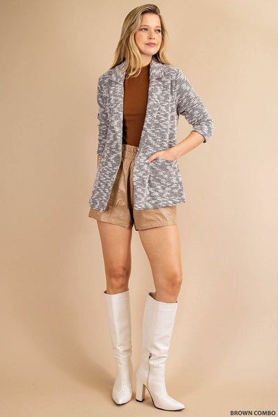 6188 Lezlie Blazer de punto texturizado de dos tonos