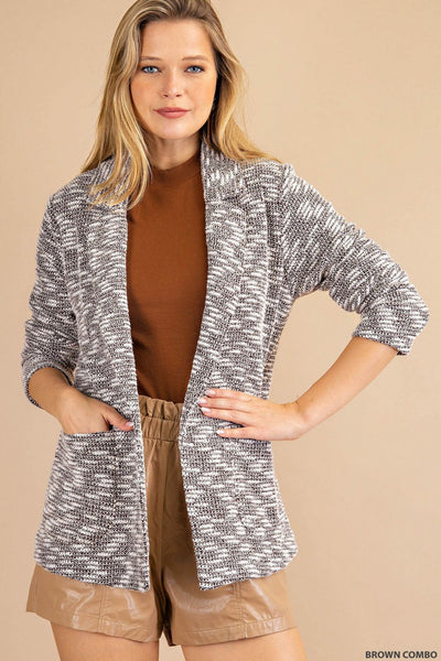6188 Lezlie Blazer de punto texturizado de dos tonos