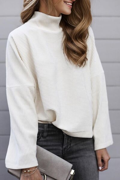 Turtleneck Slit Dropped Shoulder Sweater - ONLINE EXCLUSIVE!