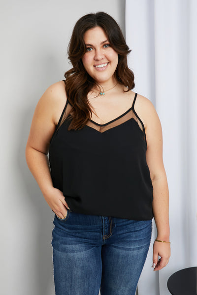 Veronica Spliced Mesh V-Neck Cami