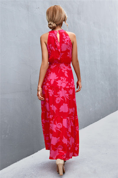 Printed Sleeveless Tie Waist Maxi Dress - ONLINE EXCLUSIVE!