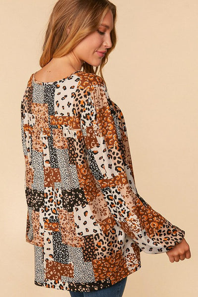 Top con estampado de leopardo y patchwork Jamie