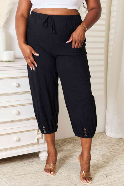 Double Take Decorative Button Cropped Pants - ONLINE EXCLUSIVE!