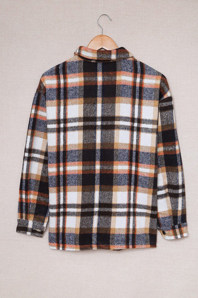 Plaid Button Front Shirt Jacket with Breast Pockets - ONLINE EXCLUSIVE!
