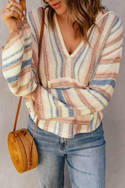 Striped Hooded Sweater with Kangaroo Pocket - ONLINE EXCLUSIVE!