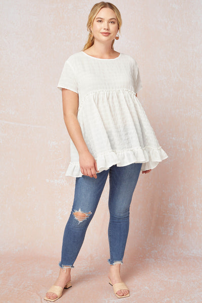 15426 Joy Textured White Top