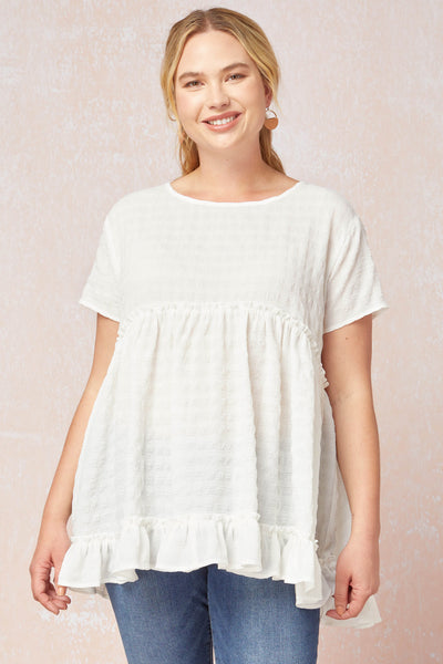 15426 Joy Textured White Top