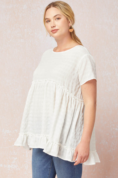 15426 Joy Textured White Top