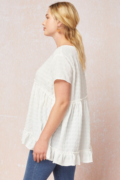 15426 Joy Textured White Top
