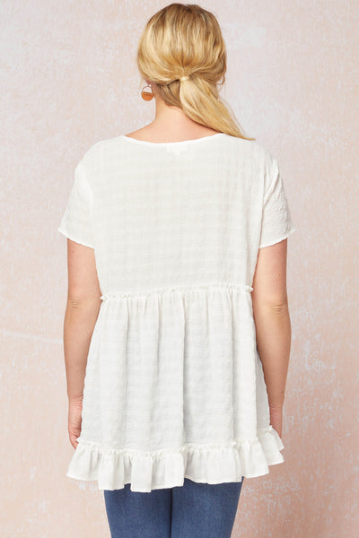 15426 Joy Textured White Top