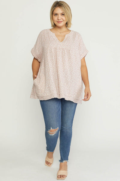 17818 Mikki Ditsy V-Neck Top - Reg Only