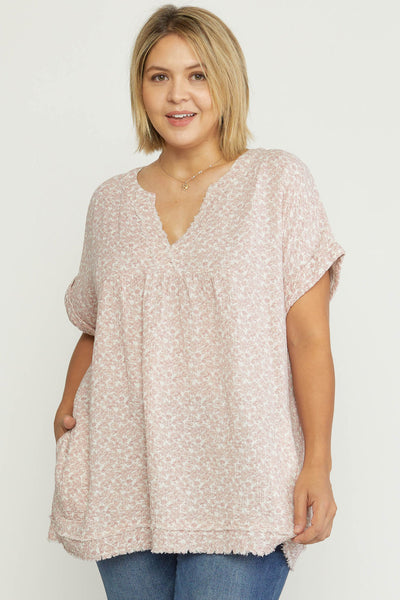 17818 Mikki Ditsy V-Neck Top - Reg Only