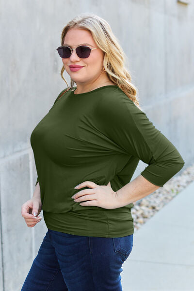 Cori Round Neck Batwing Sleeve Blouse