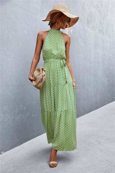 Printed Sleeveless Tie Waist Maxi Dress - ONLINE EXCLUSIVE!