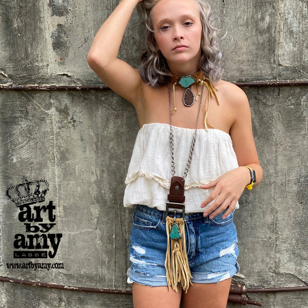 0604 Fannie The Fringy Buckle-B Necklace