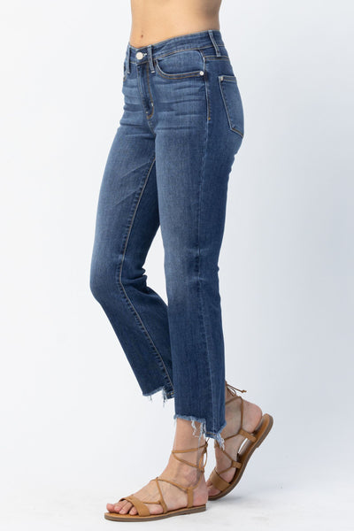 Jacey Mid-Rise Distressed Step Hem Bootcut Judy Blue Jeans