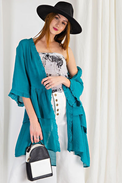3297   Jerzee 3/4 Sleeve Kimono