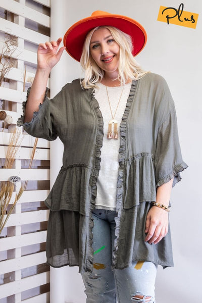 3297   Jerzee 3/4 Sleeve Kimono