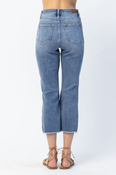 82434 Alisha Hi-Rise Destroyed Straight Leg Ankle Judy Blue Jeans